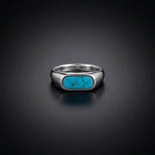 Dainty Men's Turquoise Ring – 925 sterling silver Turquoise ring by ZIVORI