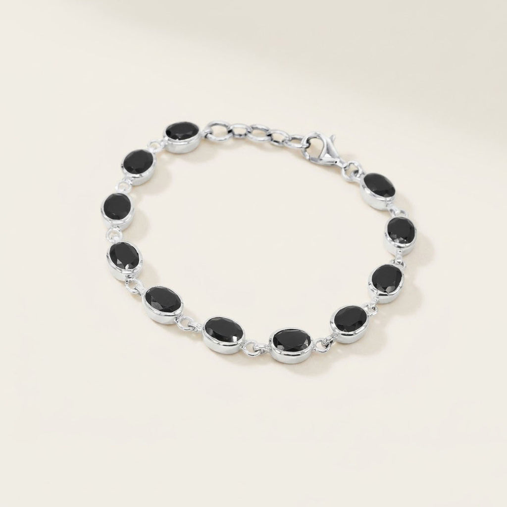 Black Spinel Link Bracelet | Sterling Silver