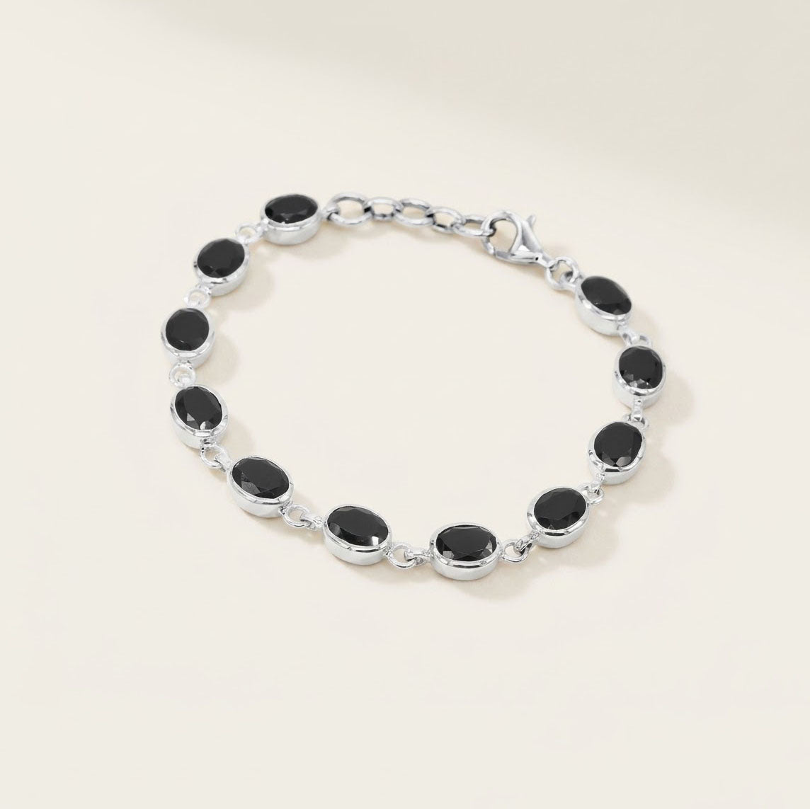 Black Spinel Link Bracelet | Sterling Silver