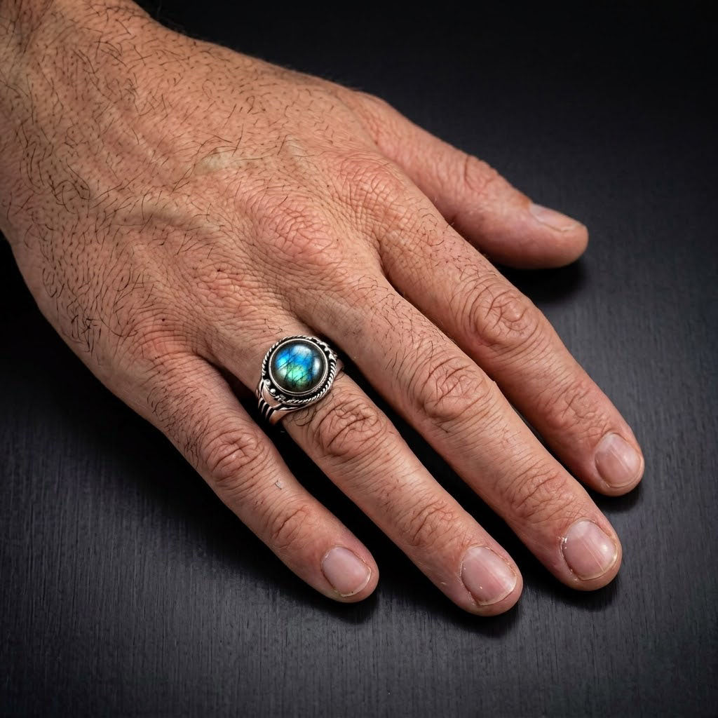 Labradorite Men's Signet Ring – Sterling Silver