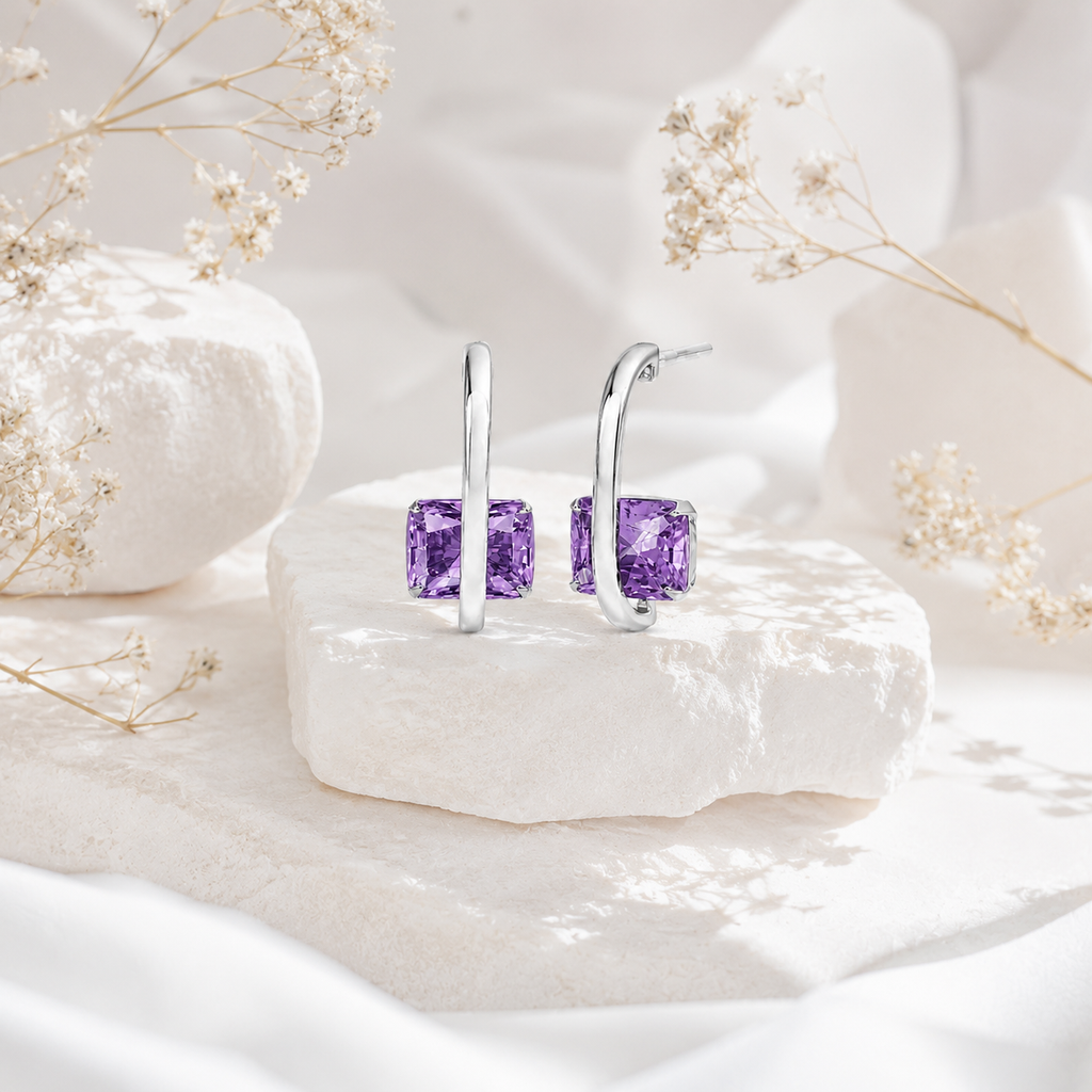 The Amethyst Arc Earrings