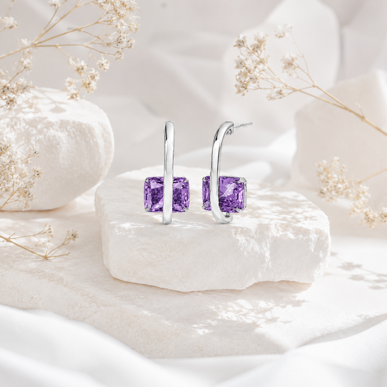 The Amethyst Arc Earrings