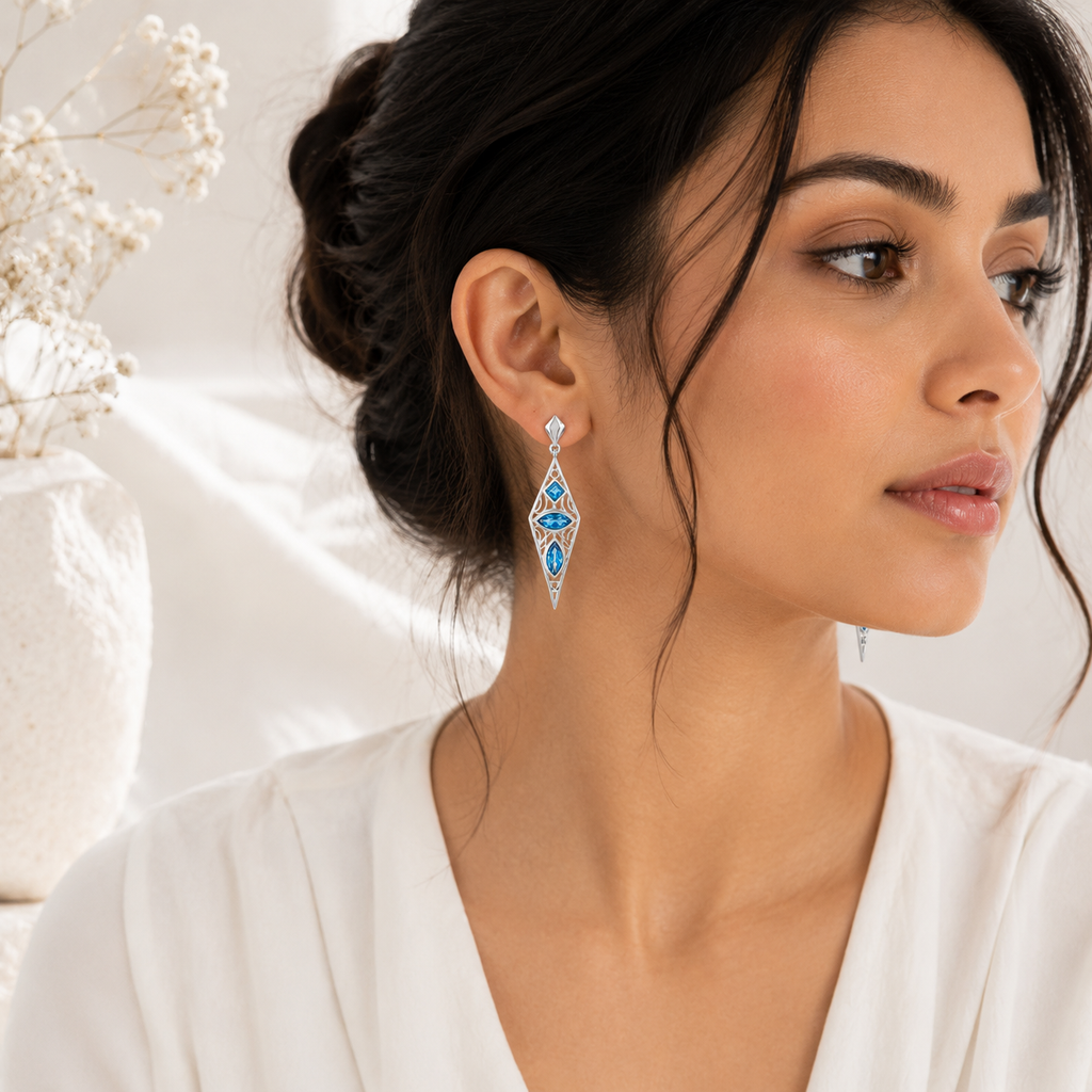 The Swiss Blue Topaz Lance Earrings