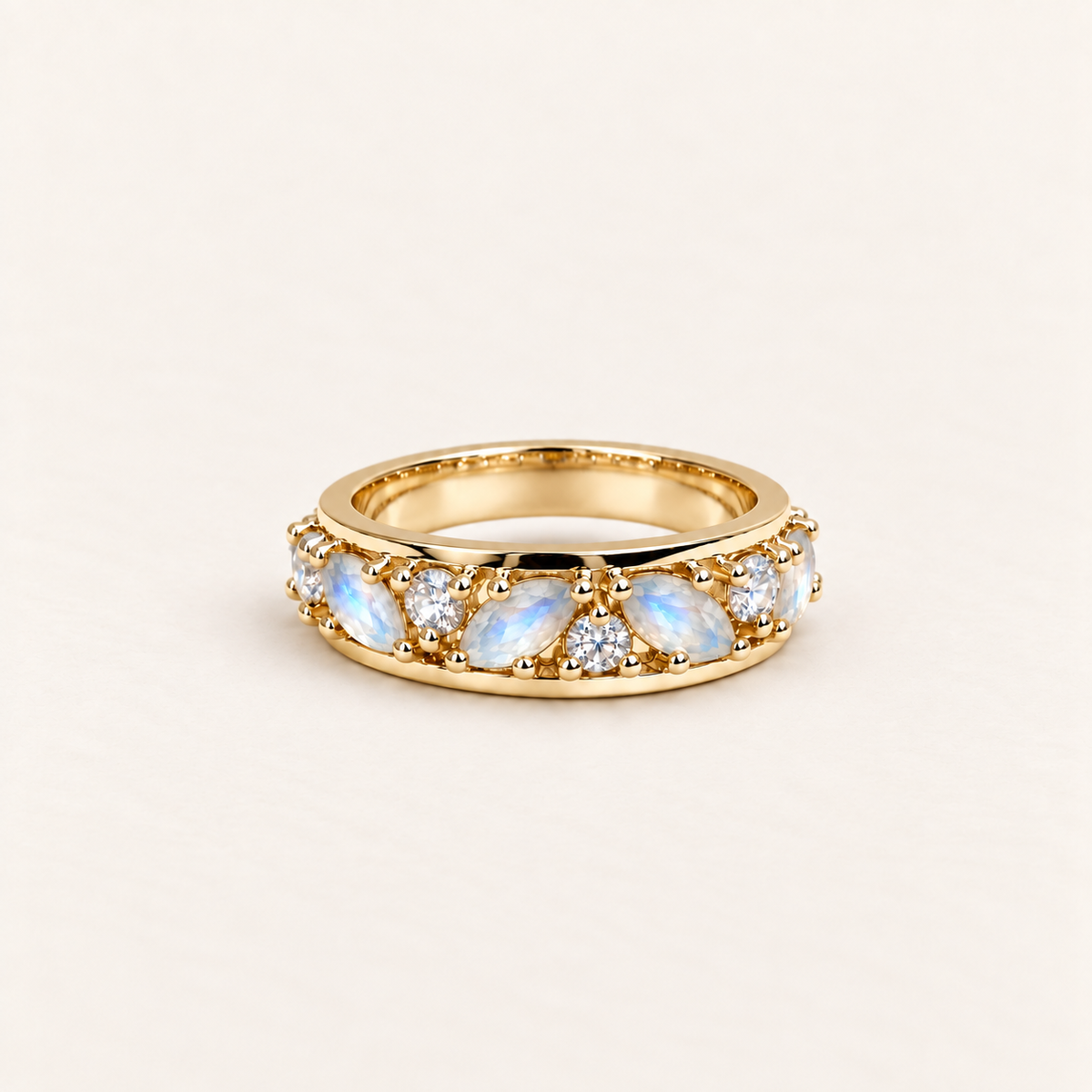 The Moonstone Eternity Ring – 14K gold-plated Moonstone ring by ZIVORI