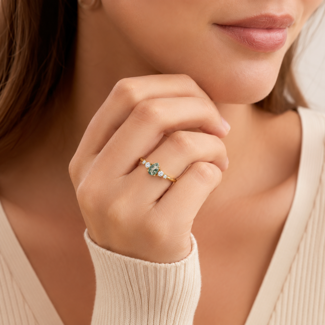 The Mossfield Moss Agate Ring