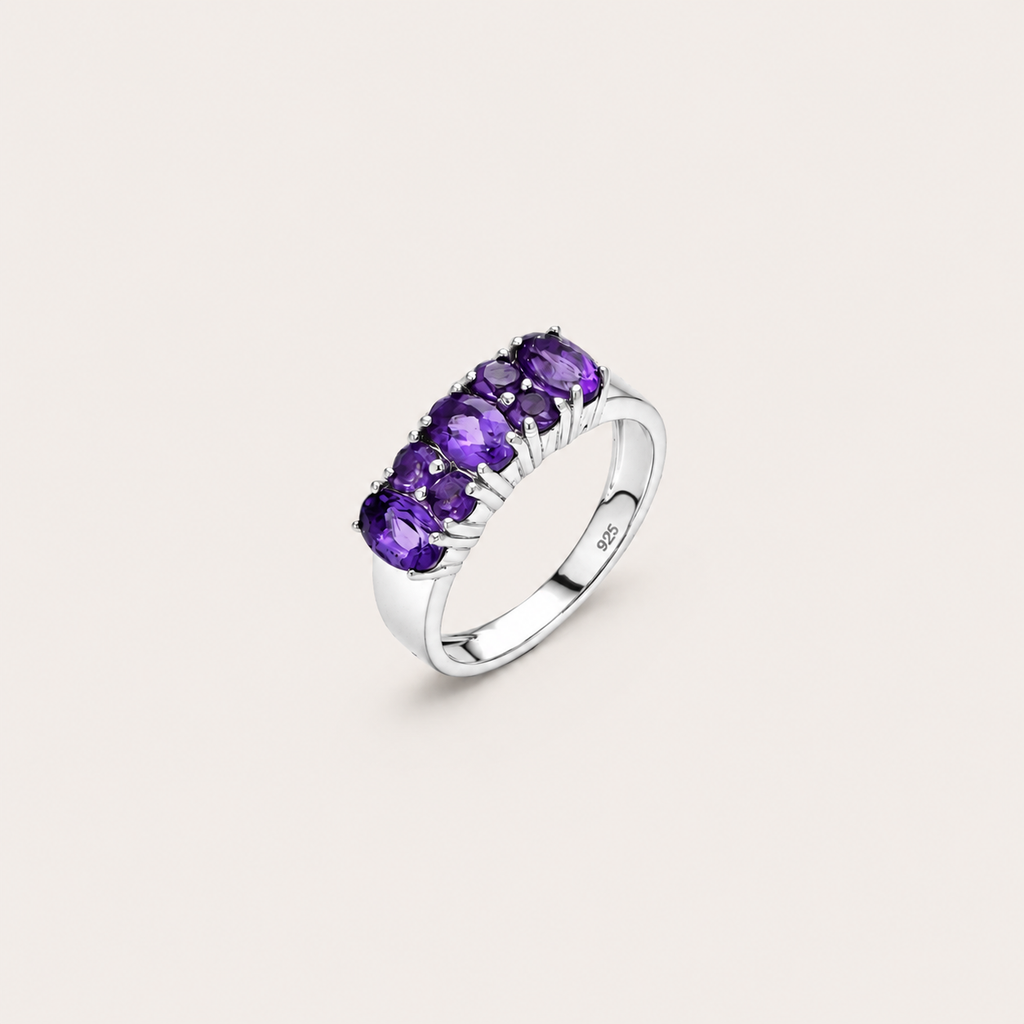 The Amethyst Violet Cascade Ring