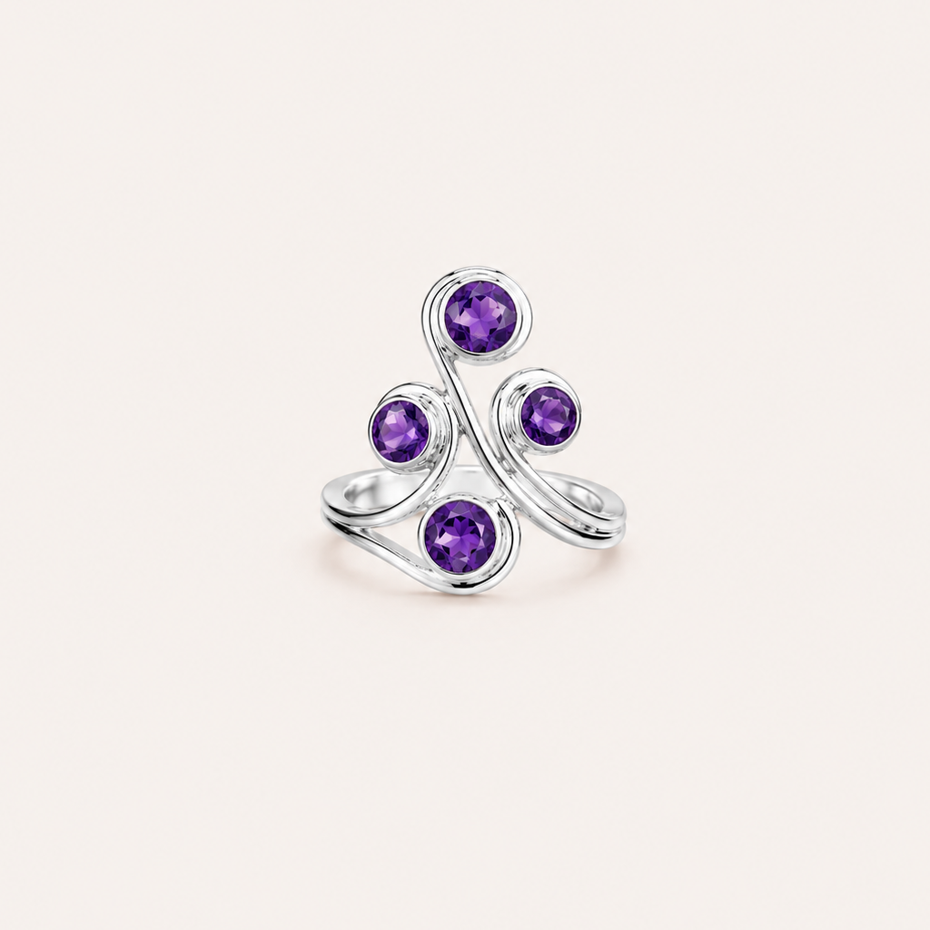 The Spiral Vine Amethyst Ring