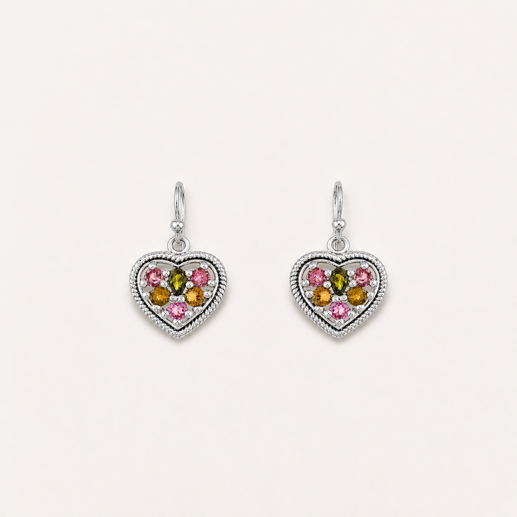 The Tangled Tourmaline Heart Earrings