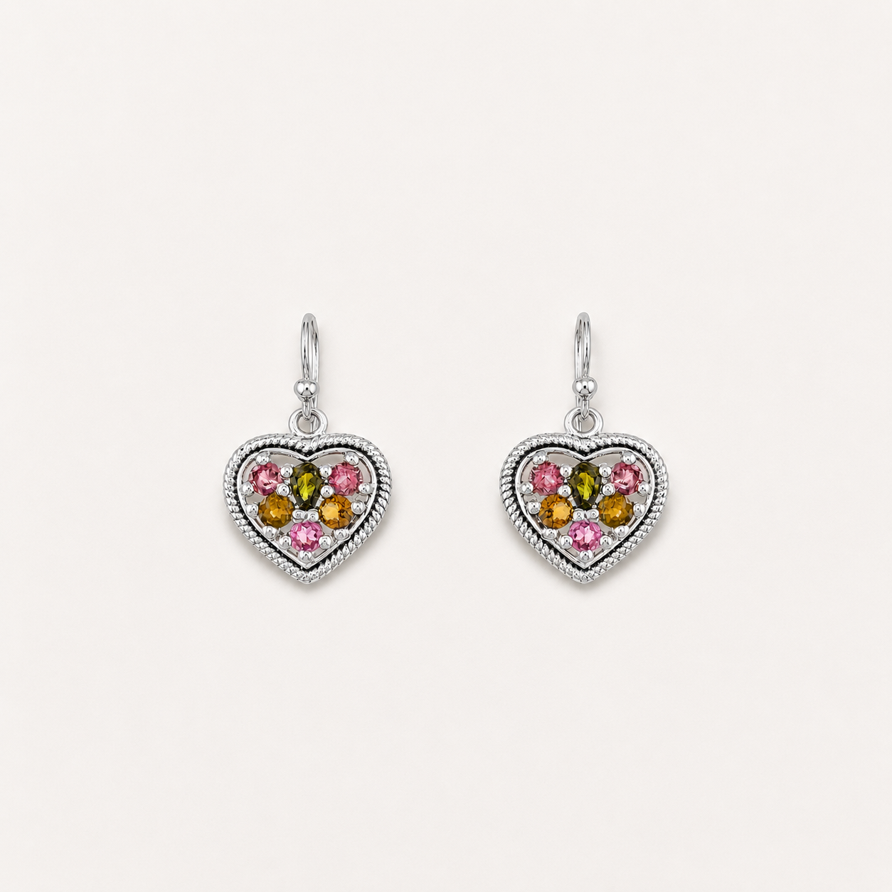 The Tangled Tourmaline Heart Earrings