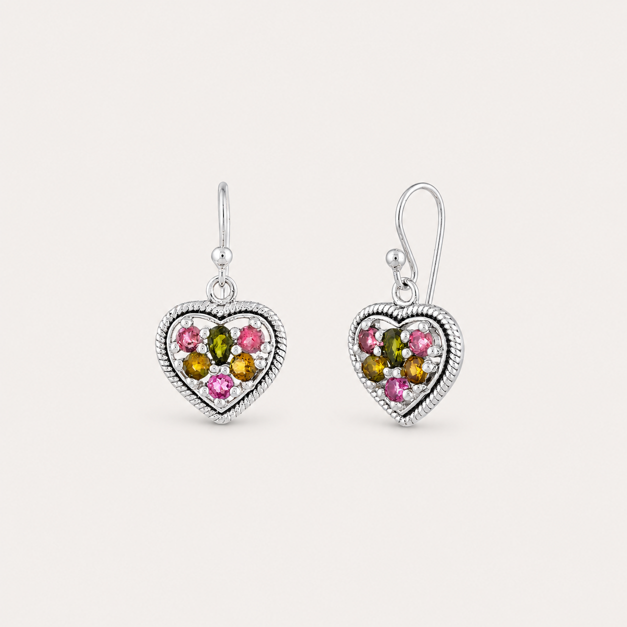 The Tangled Tourmaline Heart Earrings