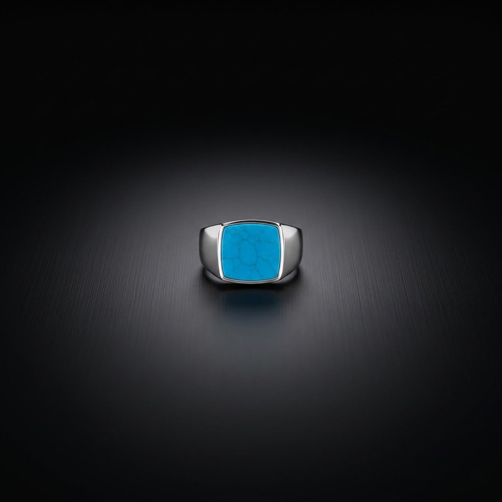 Men's Turquoise Signet Ring in Sterling Silver