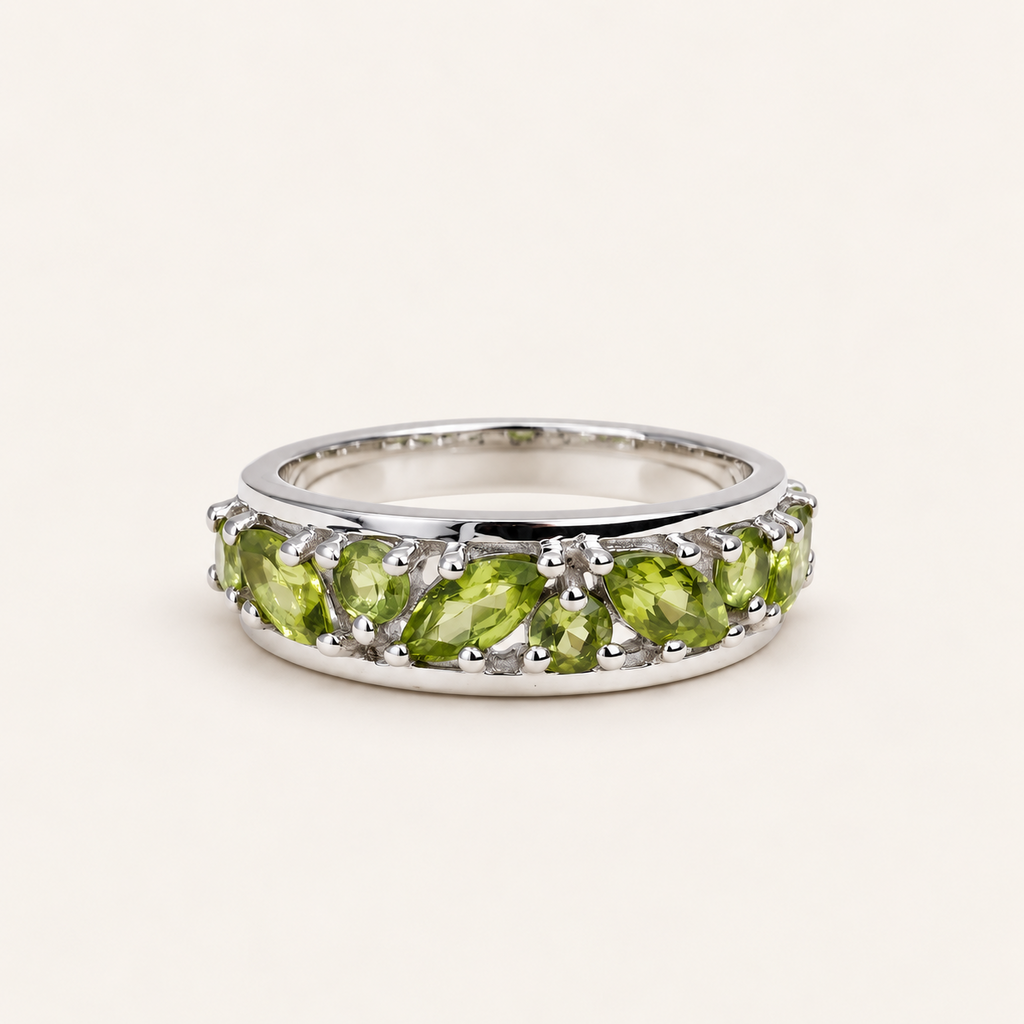The Peridot Cluster Ring – 925 sterling silver Peridot ring by ZIVORI