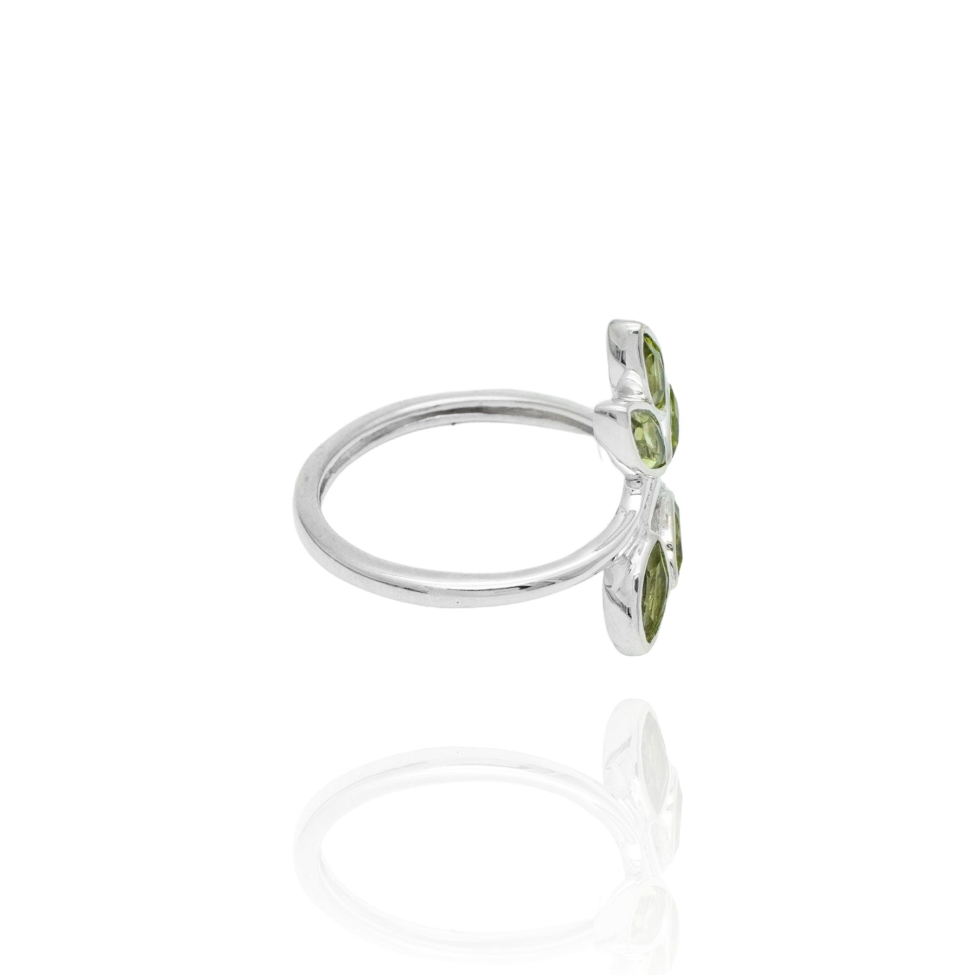 Dainty Peridot Leaf Ring: 925 Sterling Silver Gemstone Ring