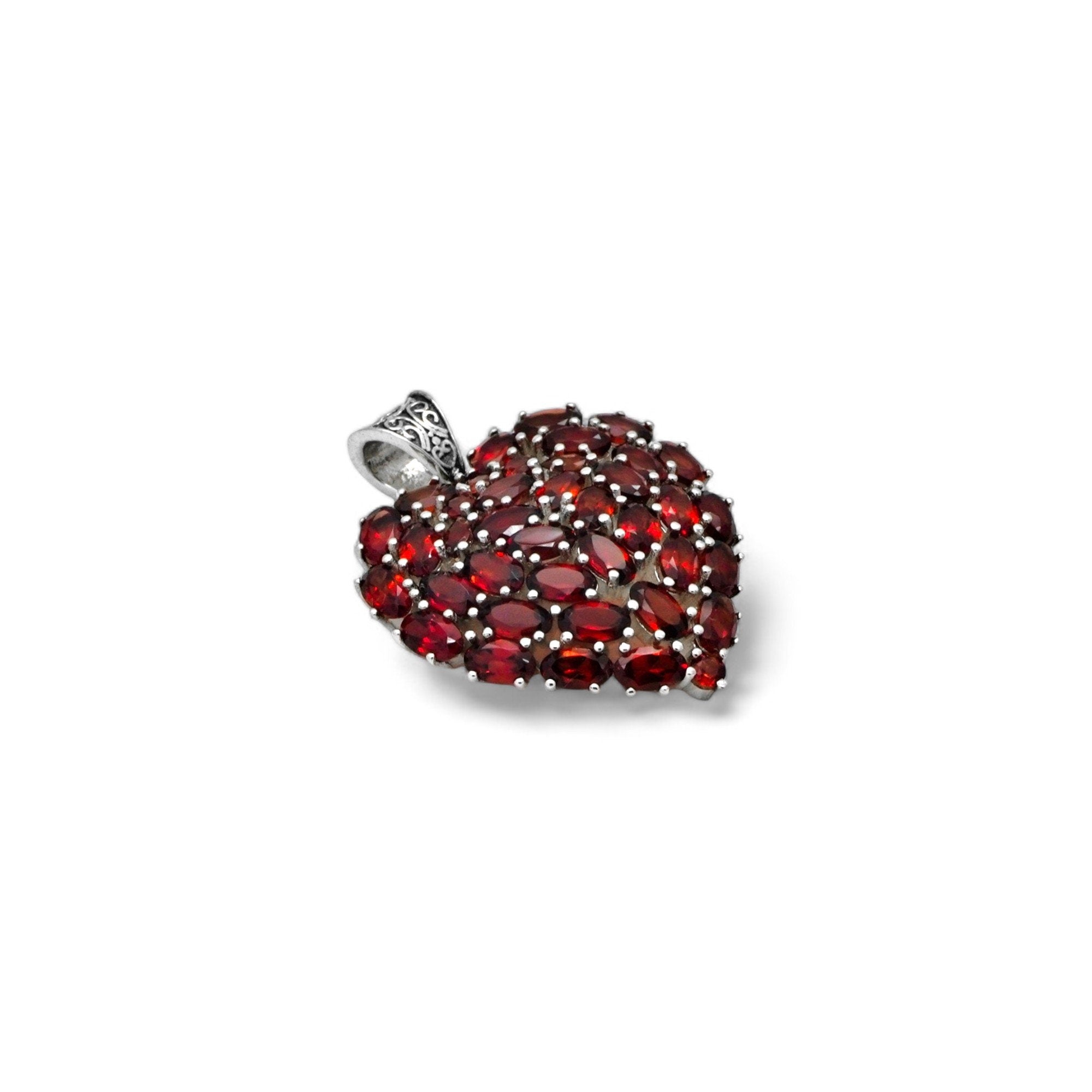 Garnet Gemstone Heart Pendant: Handmade 925 Sterling Silver Necklace
