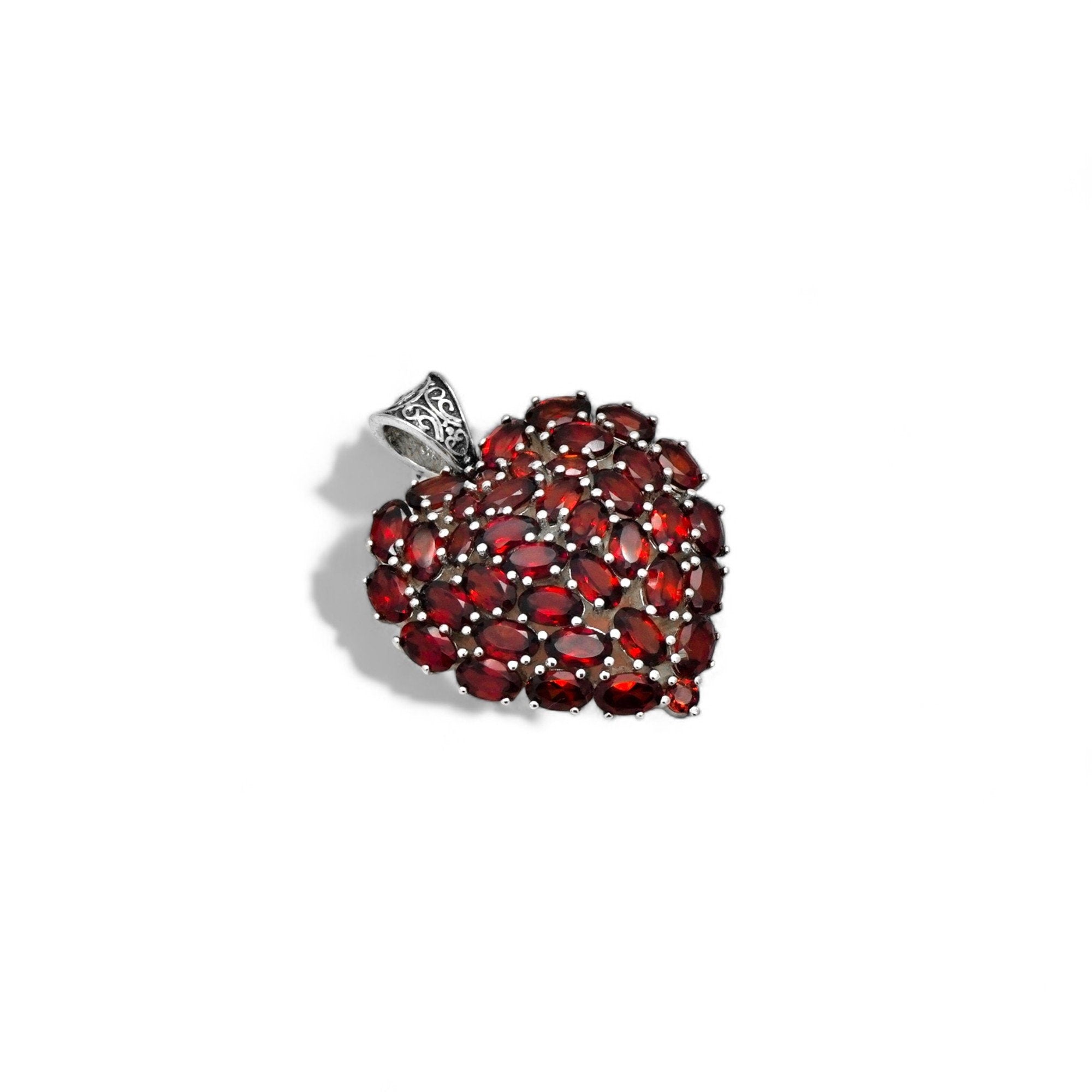 Garnet Gemstone Heart Pendant: Handmade 925 Sterling Silver Necklace