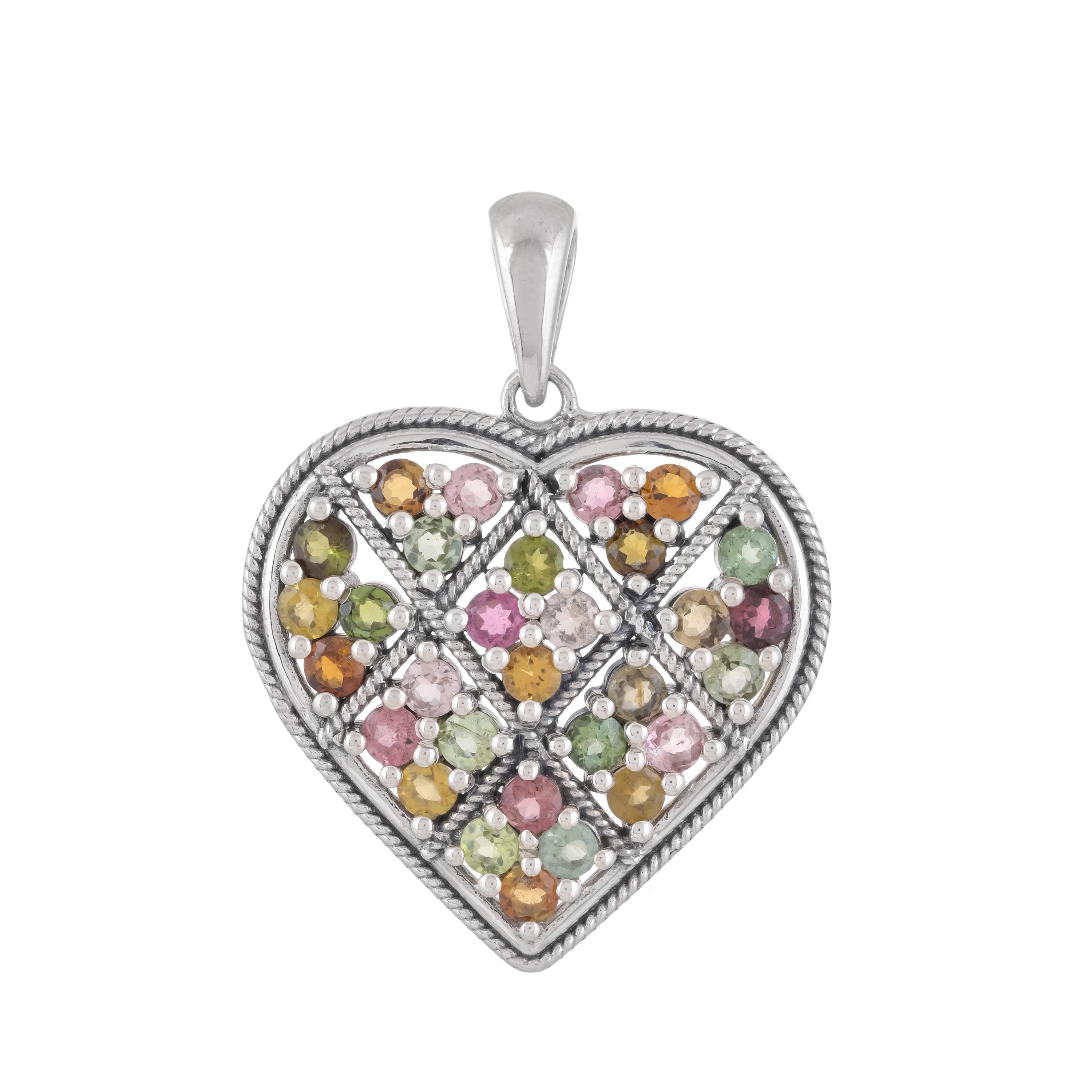 Tourmaline Heart Pendant Necklace: 925 Sterling Silver Love Charm