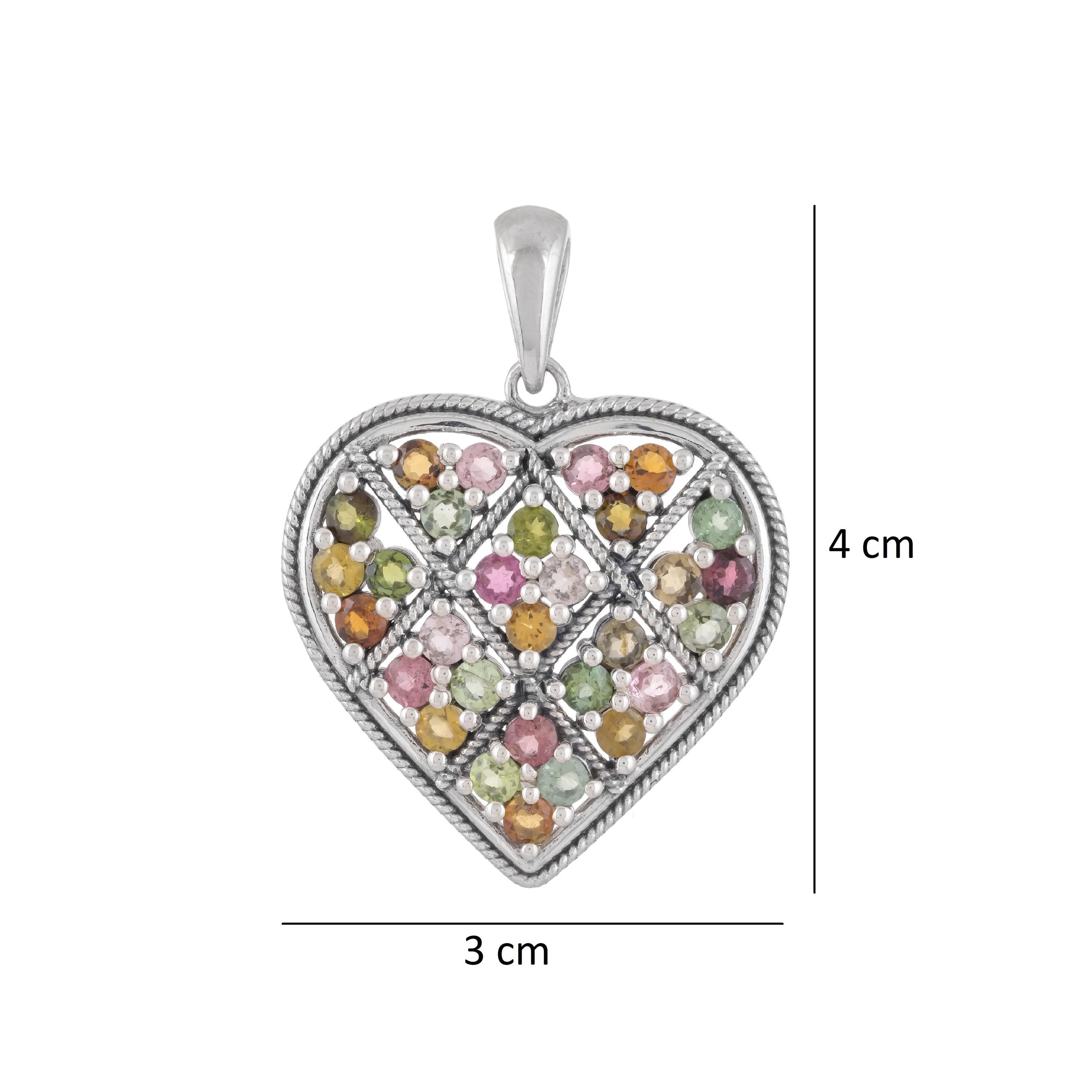 Tourmaline Heart Pendant Necklace: 925 Sterling Silver Love Charm