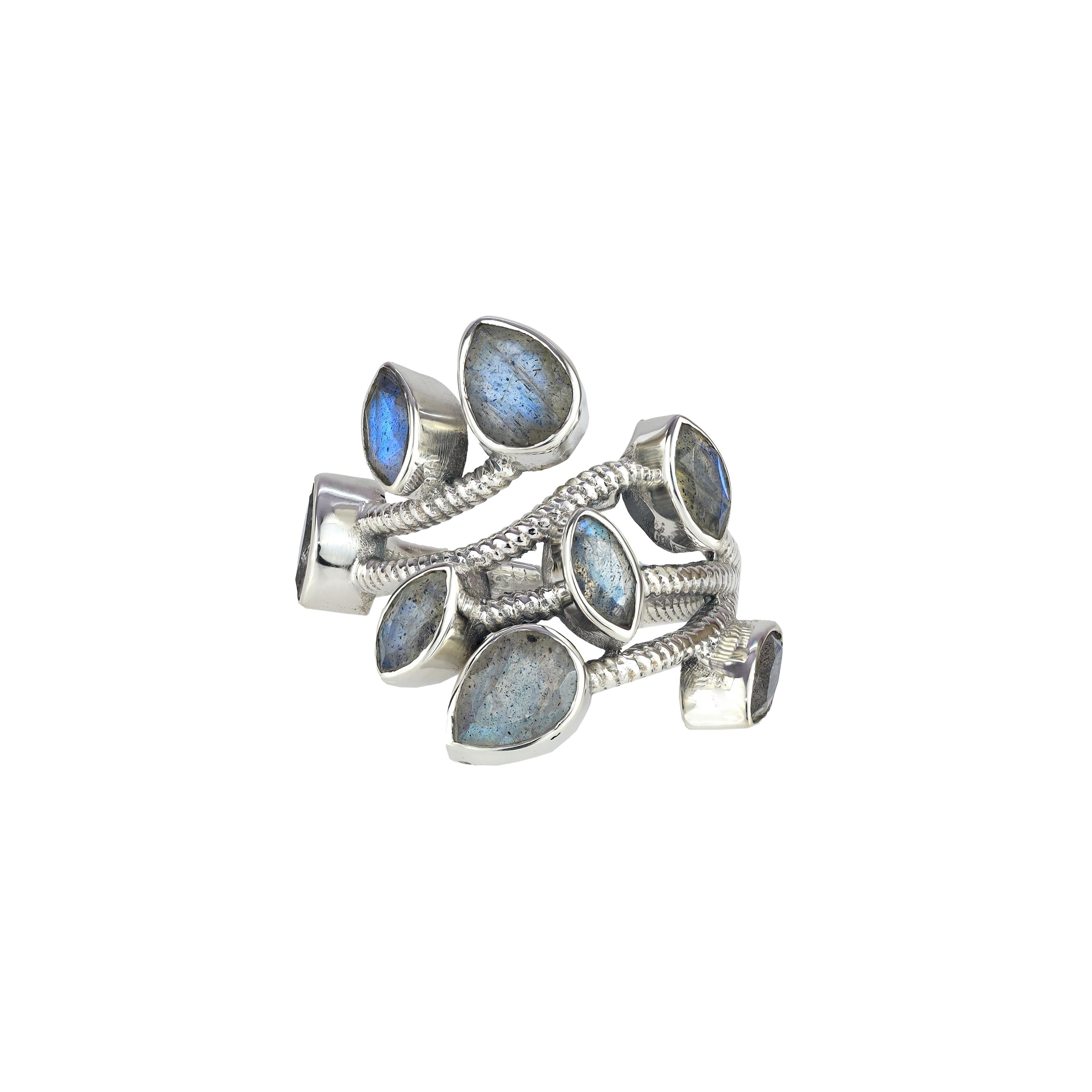 Sterling Silver Garnet Ring: Handmade Twisted Wire Design