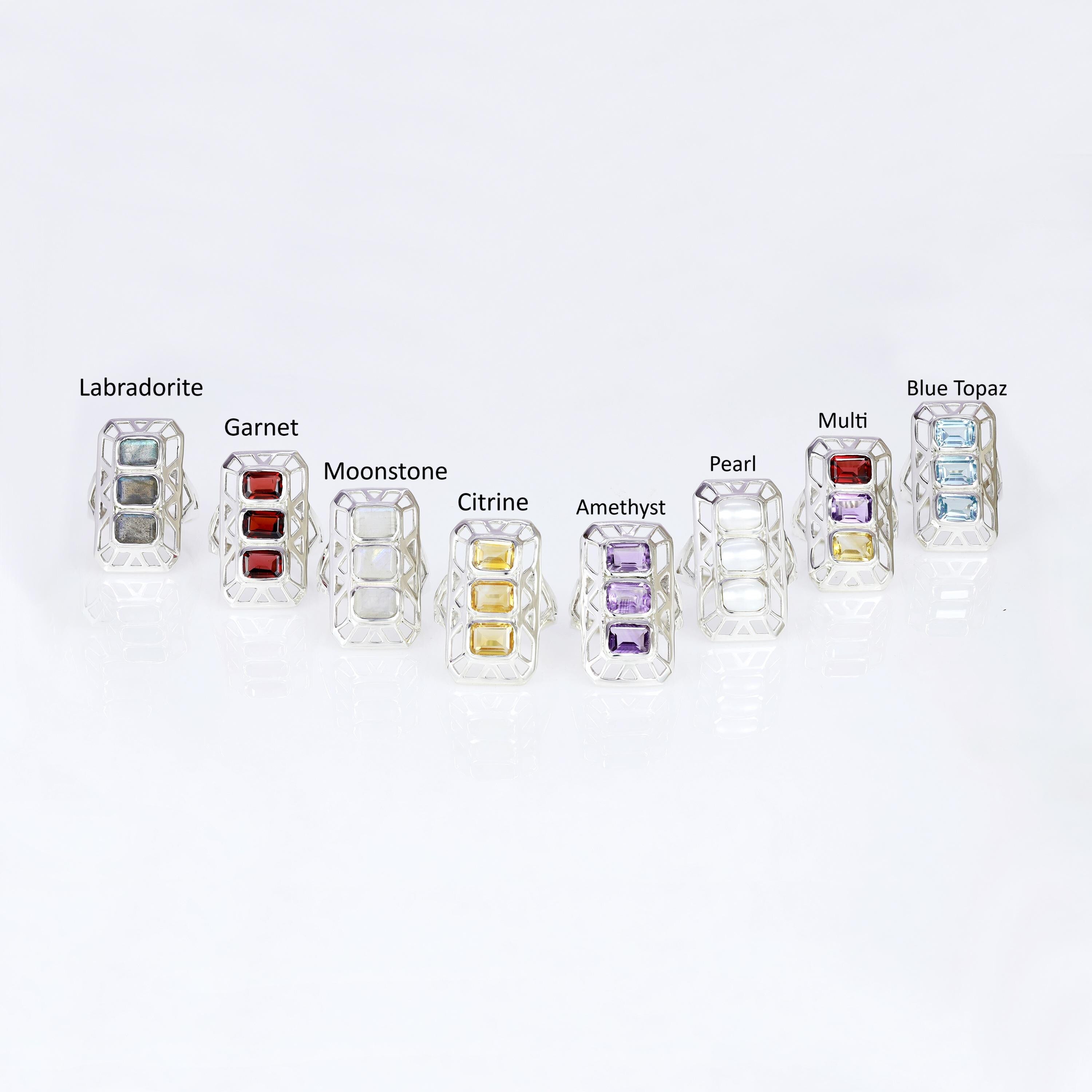 Natural Garnet Statement Ring: 925 Sterling Silver, Gift for Mom