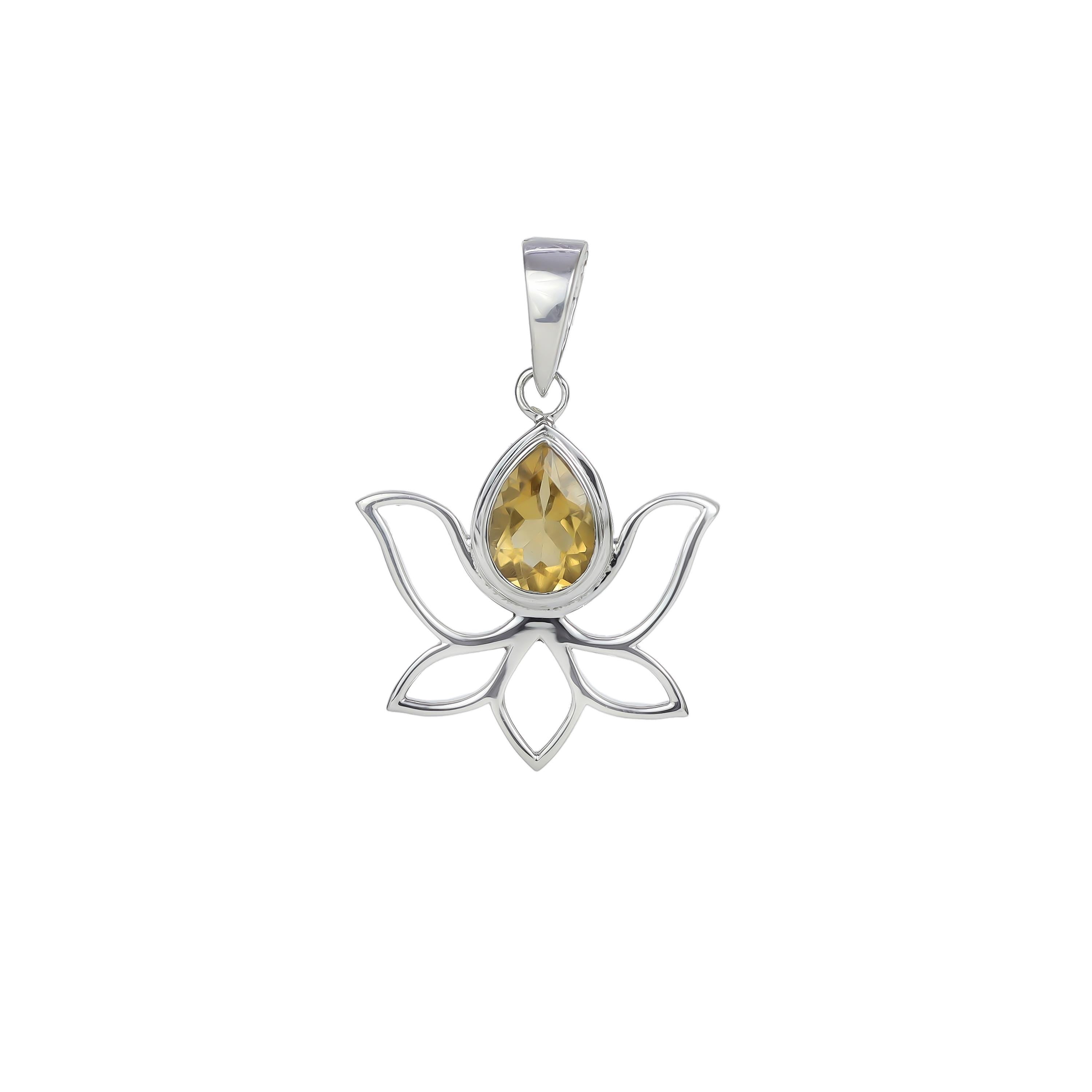 Pear Moonstone Pendant: Sparkling 925 Sterling Silver Lotus Jewelry