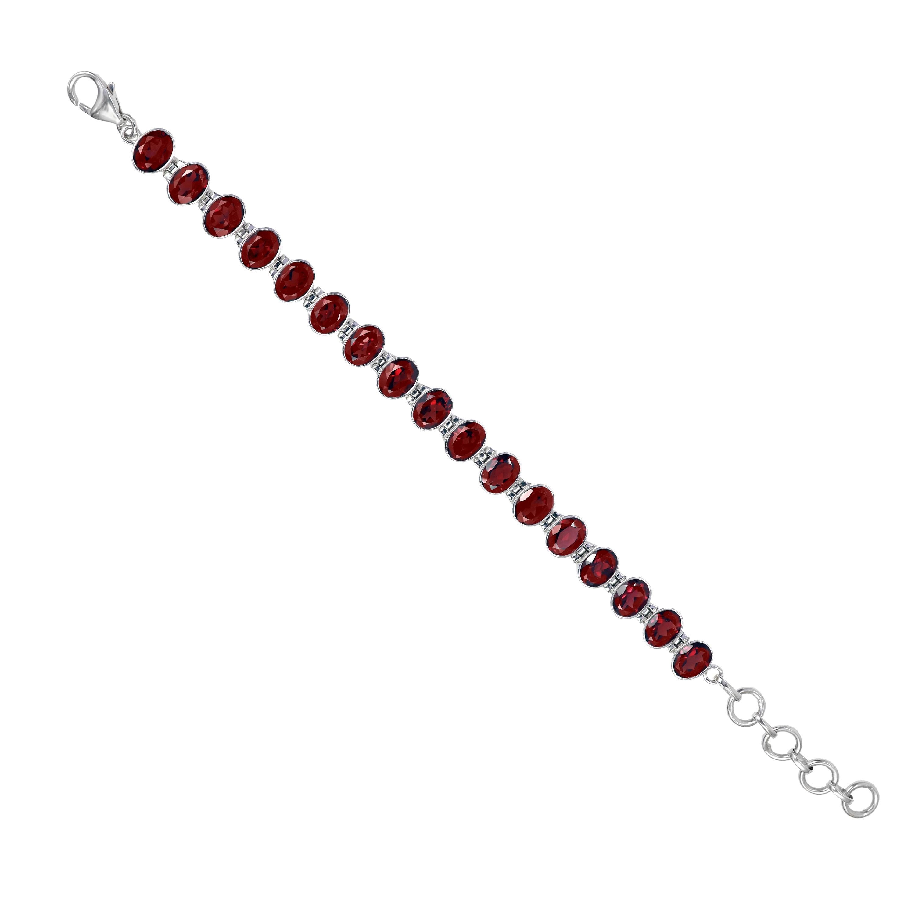 Red Garnet Bracelet: Handmade Sterling Silver Jewelry