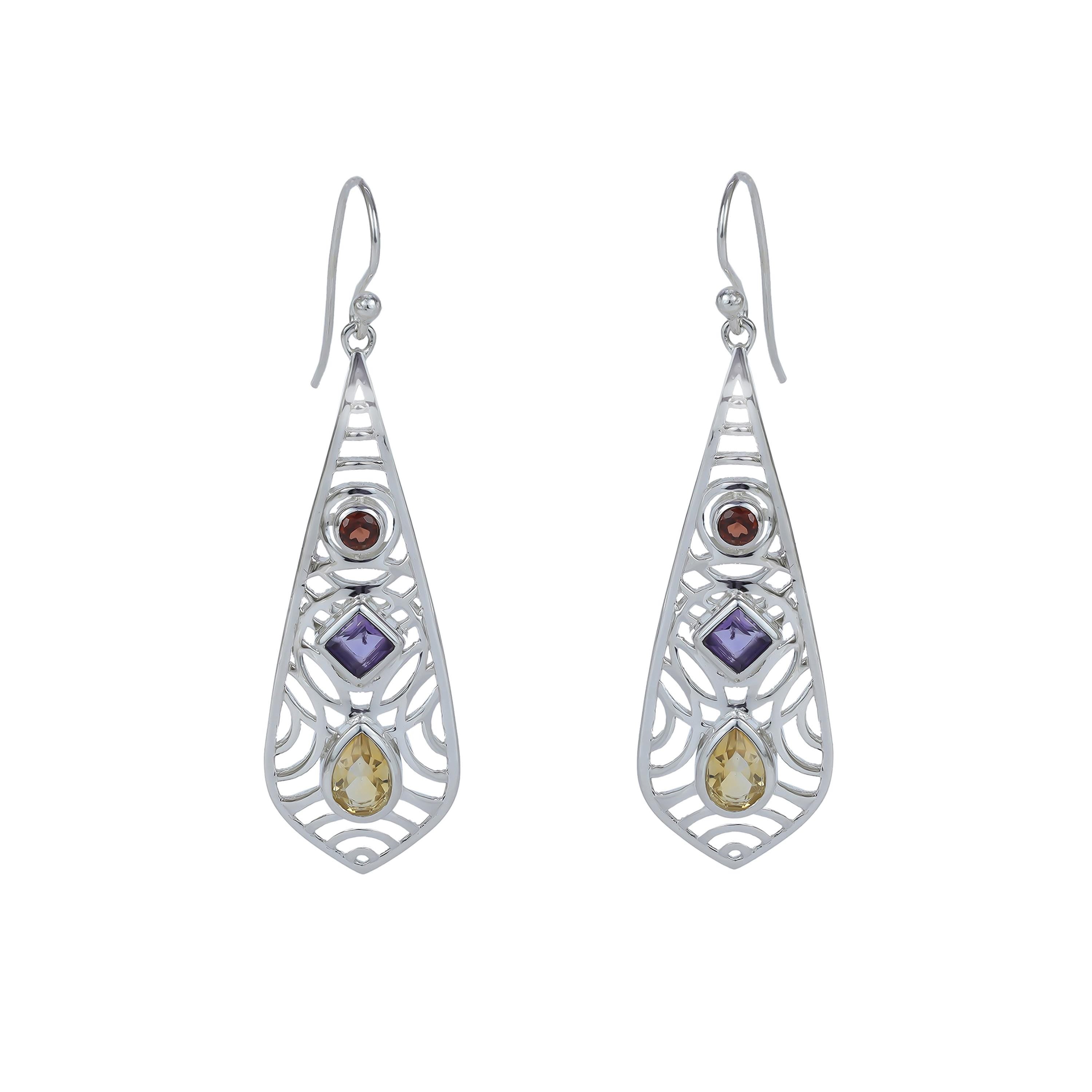 Citrine Teardrop Earrings: 925 Sterling Silver, Natural Gemstone