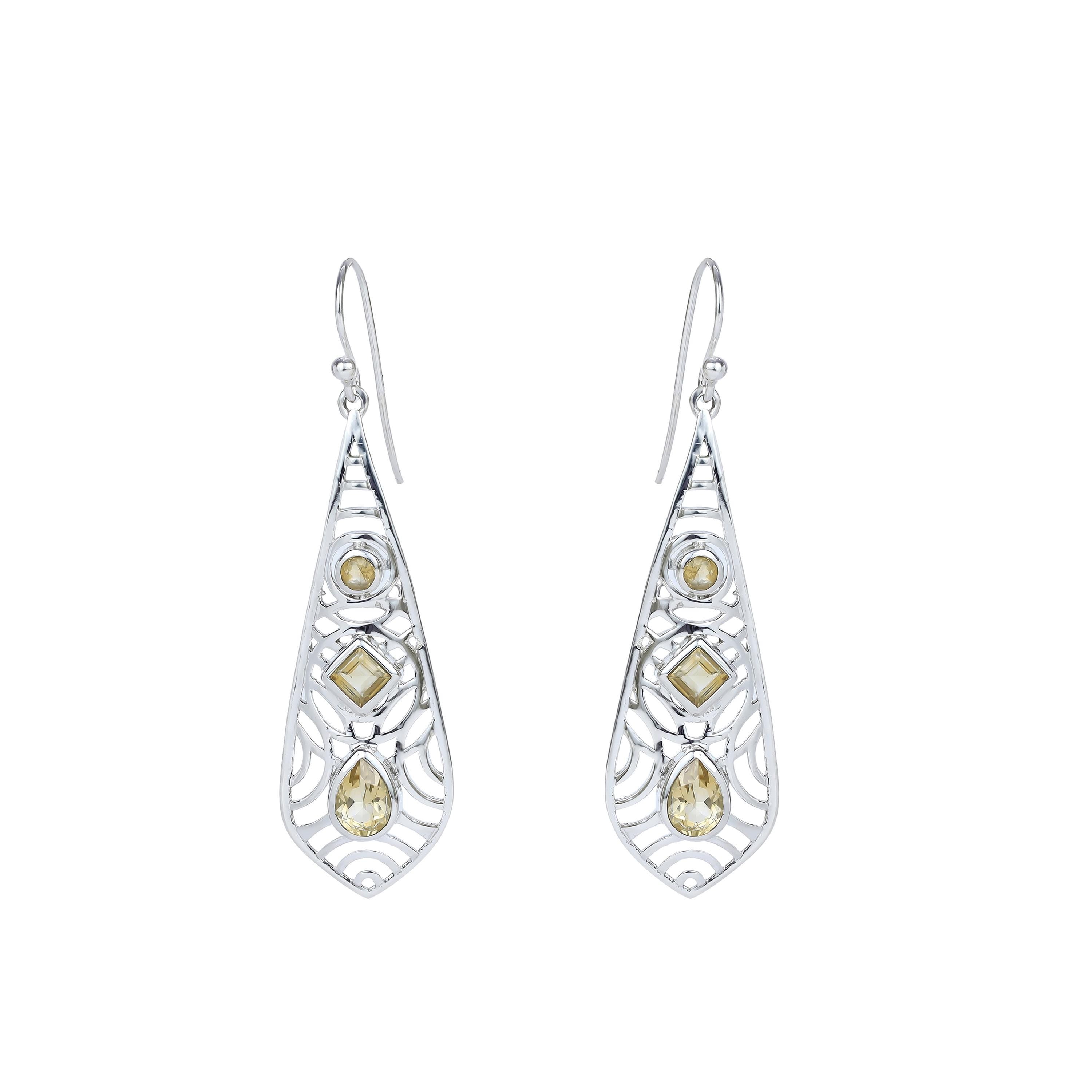 Citrine Teardrop Earrings: 925 Sterling Silver, Natural Gemstone