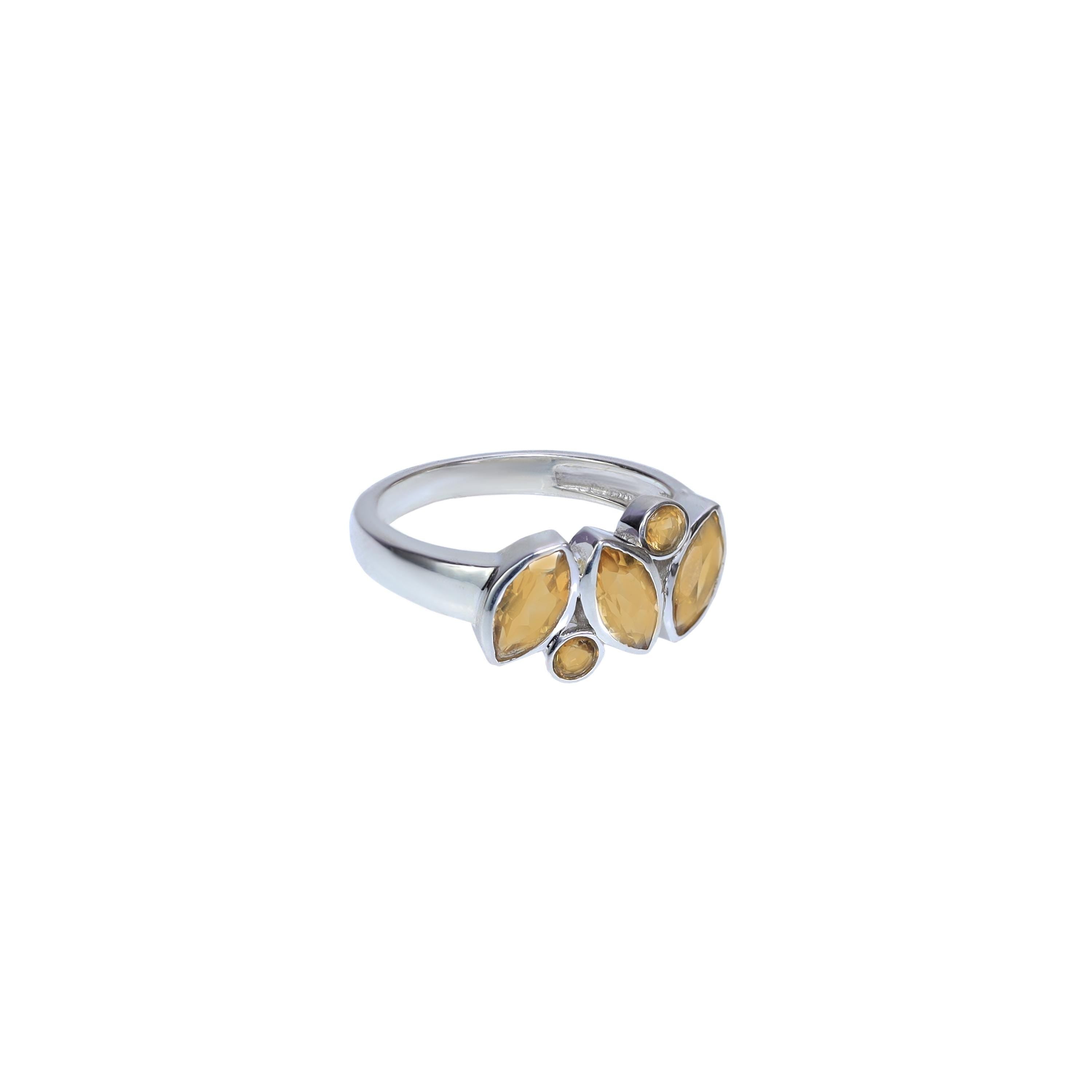 Natural Citrine Ring: Dainty 925 Sterling Silver Jewelry