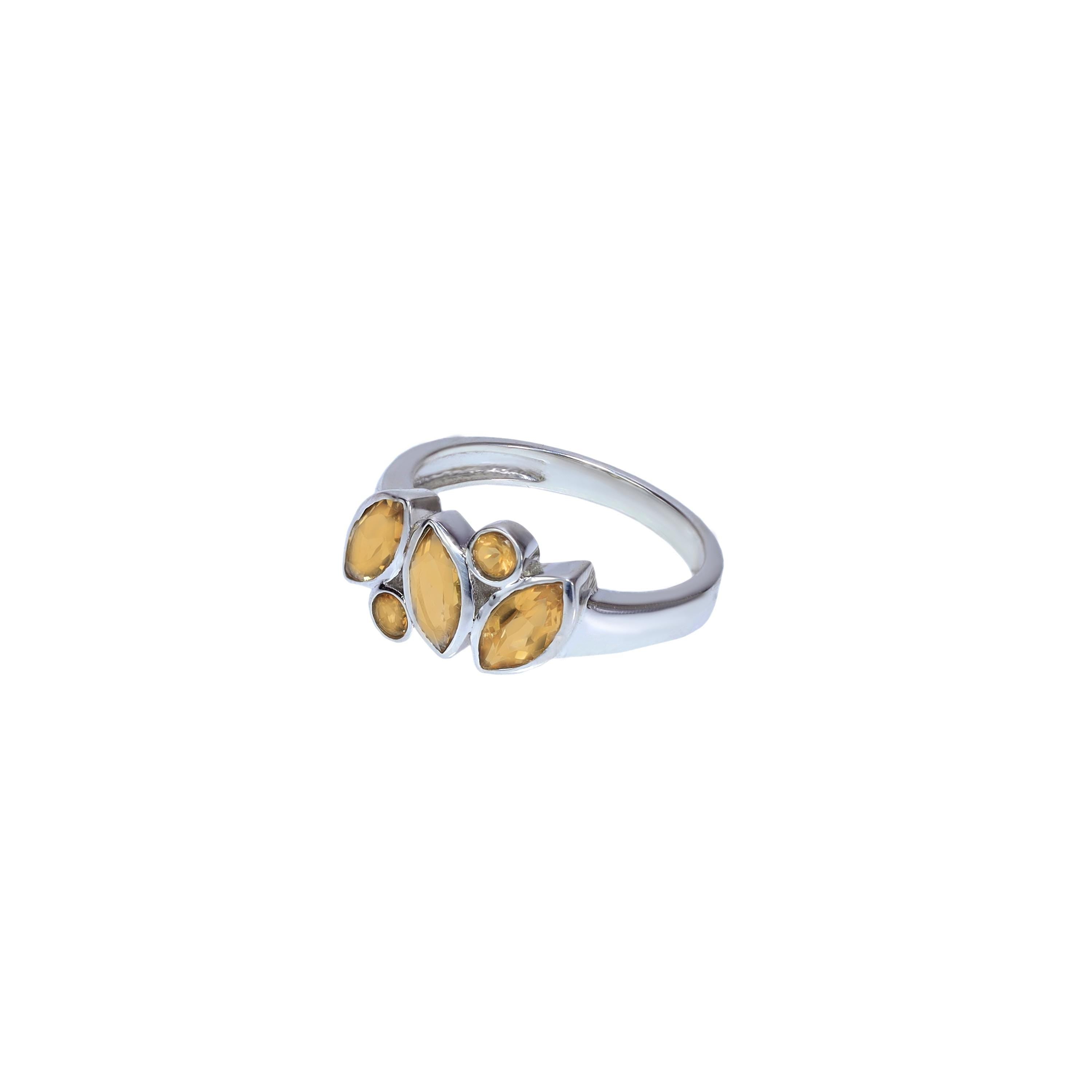 Natural Citrine Ring: Dainty 925 Sterling Silver Jewelry