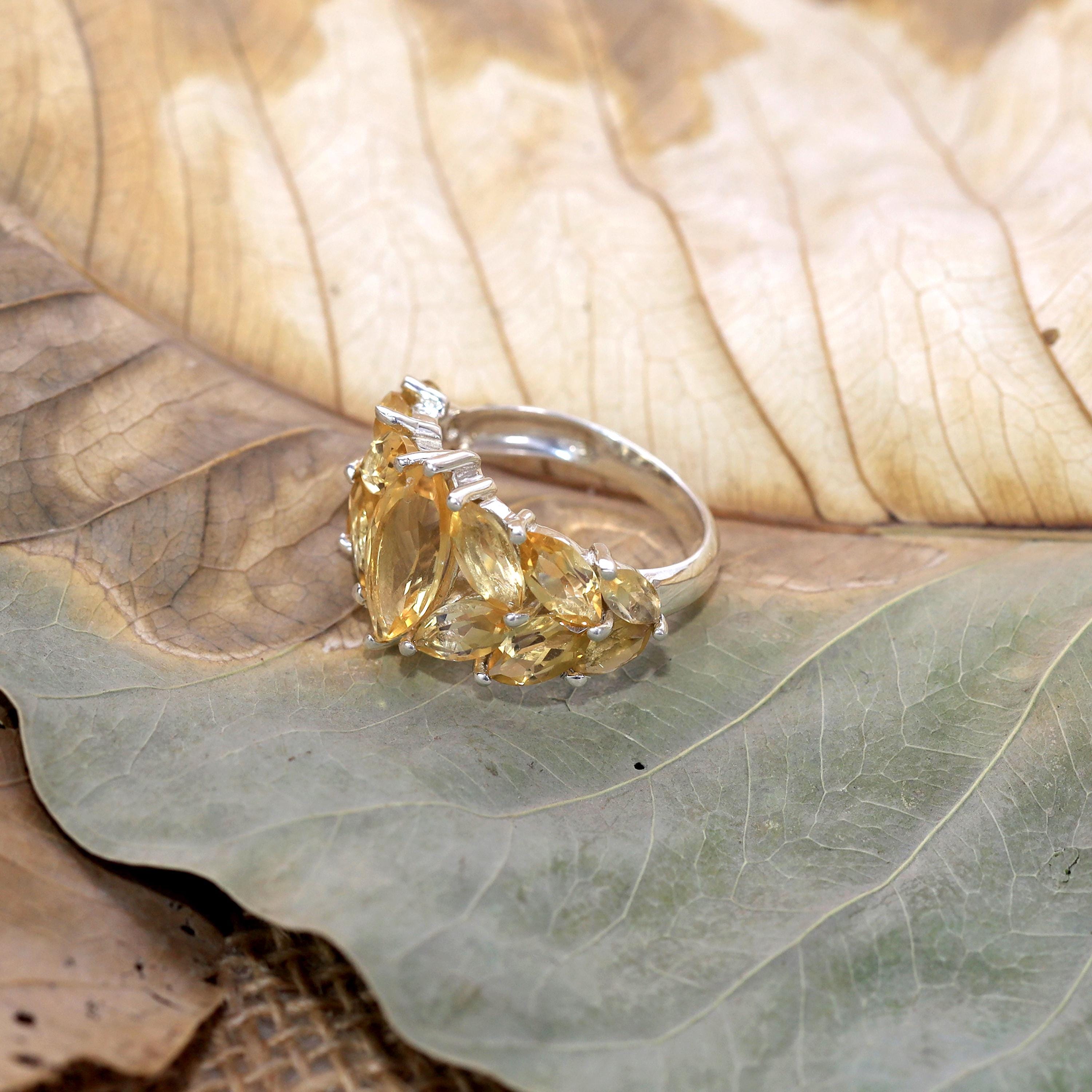 Natural Citrine Ring: 925 Sterling Silver Jewelry