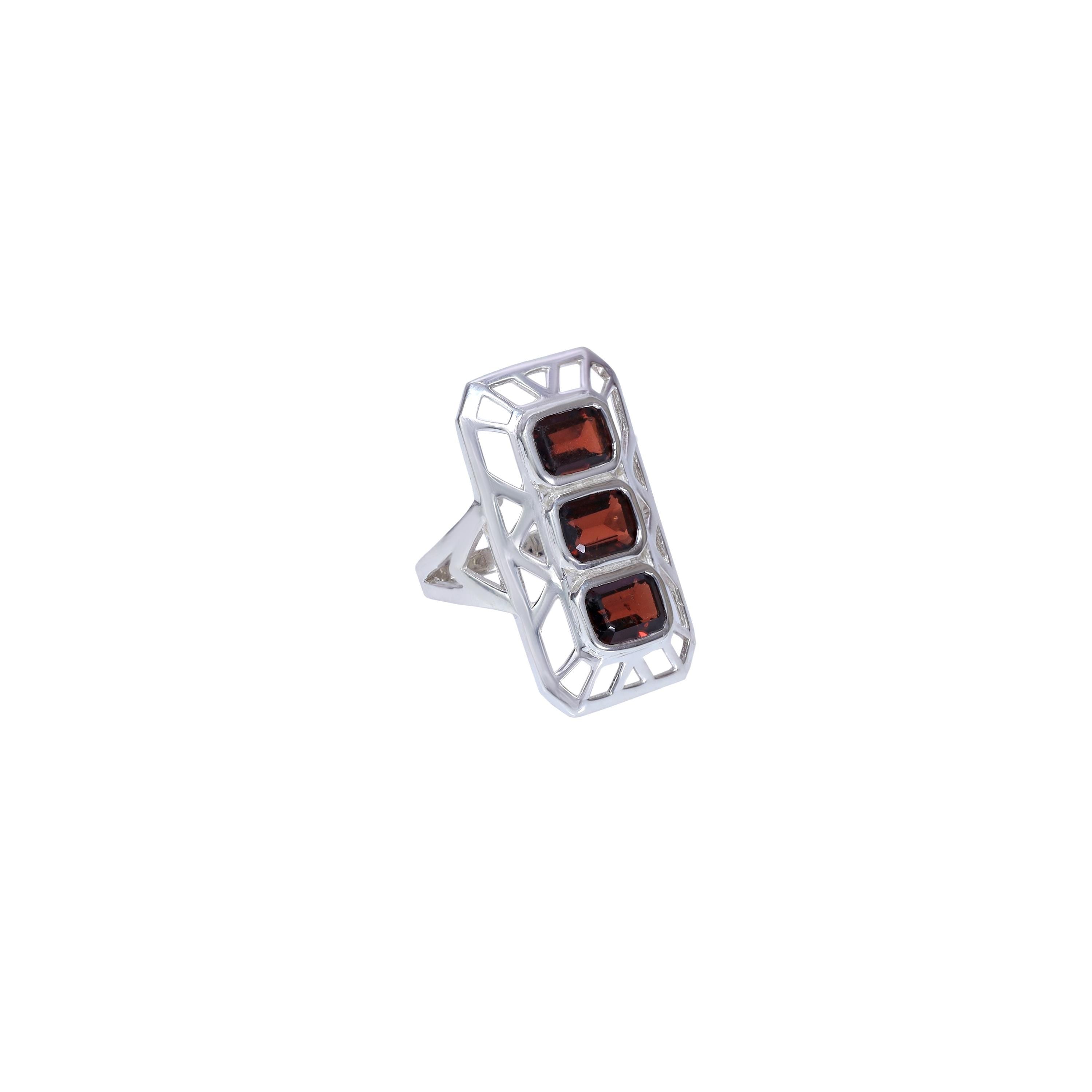Natural Garnet Statement Ring: 925 Sterling Silver, Gift for Mom