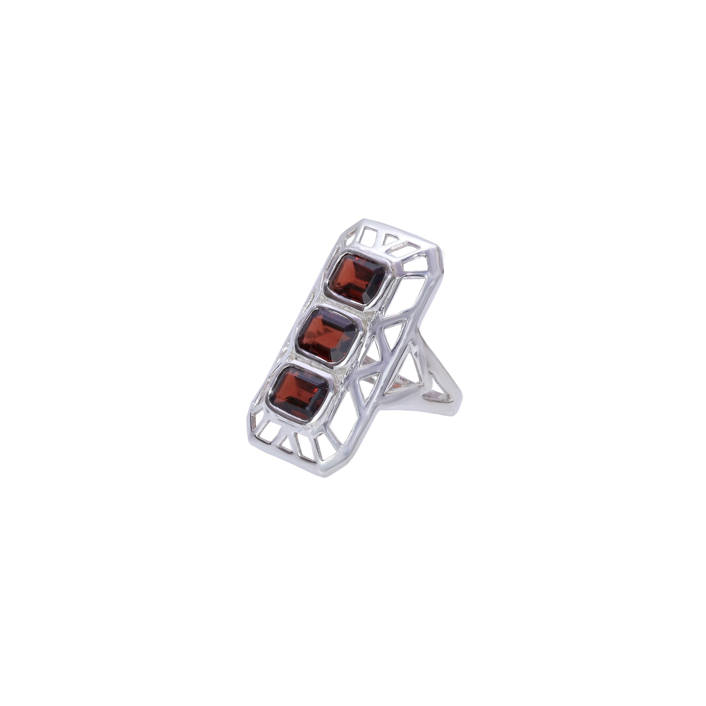 Natural Garnet Statement Ring: 925 Sterling Silver, Gift for Mom
