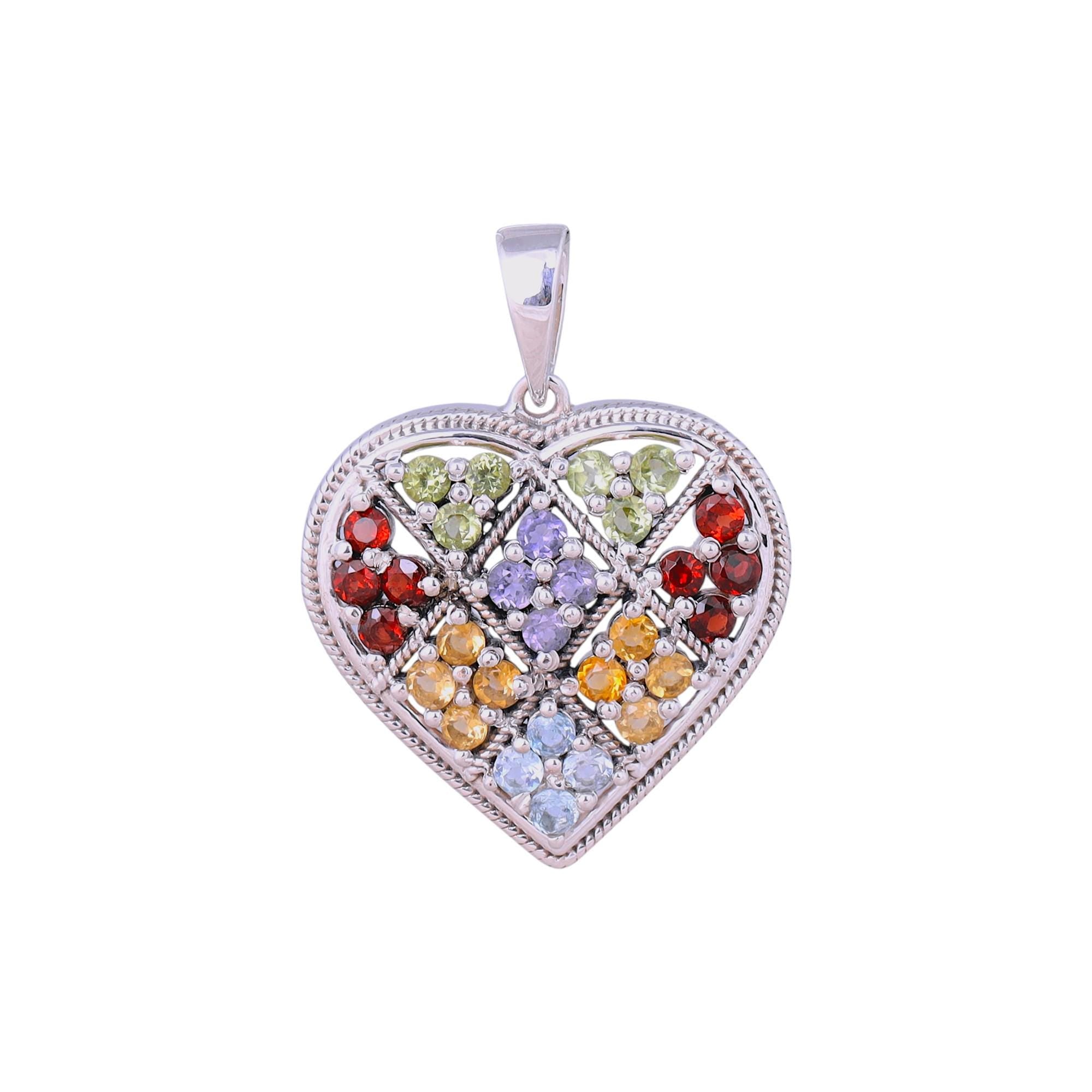 Tourmaline Heart Pendant Necklace: 925 Sterling Silver Love Charm