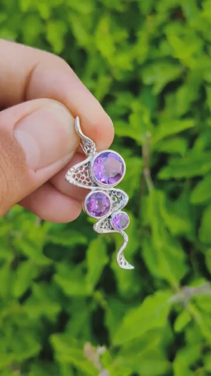 Designer Amethyst Pendant: 925 Sterling Silver Gift