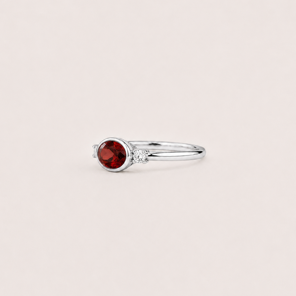 red gemstone ring 
