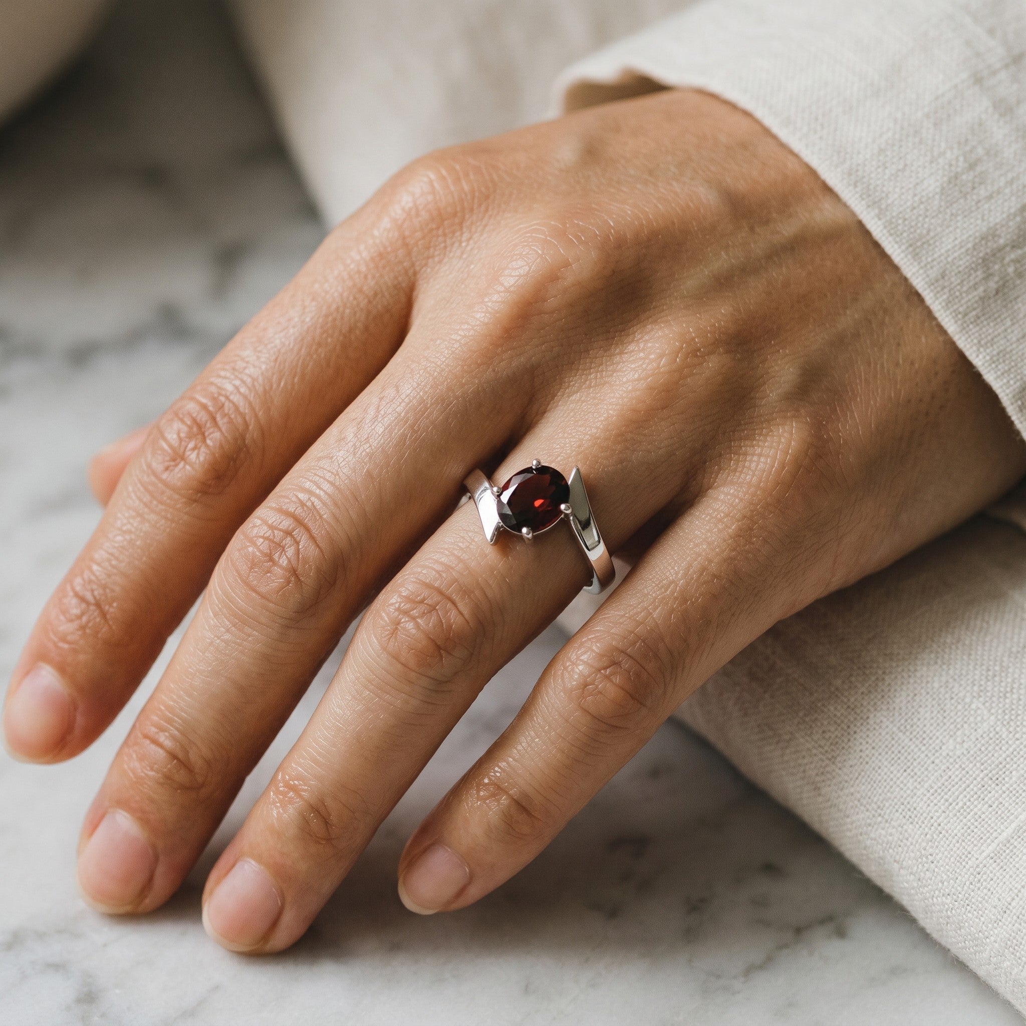 The Garnet Bypass Ring