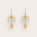 ZIVORI sterling silver lotus drop earrings featuring pear and marquise-cut citrine gemstones on fishhook wires.