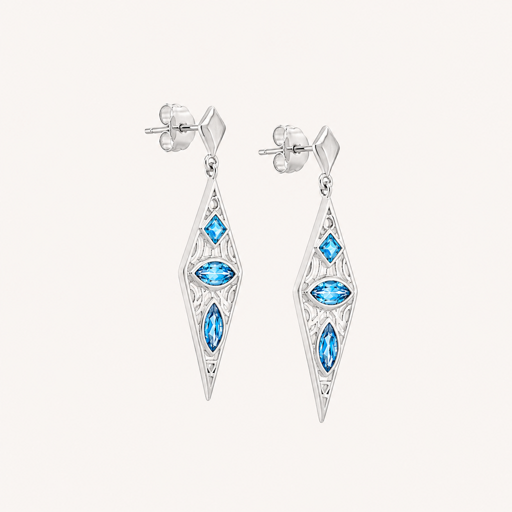 The Swiss Blue Topaz Lance Earrings