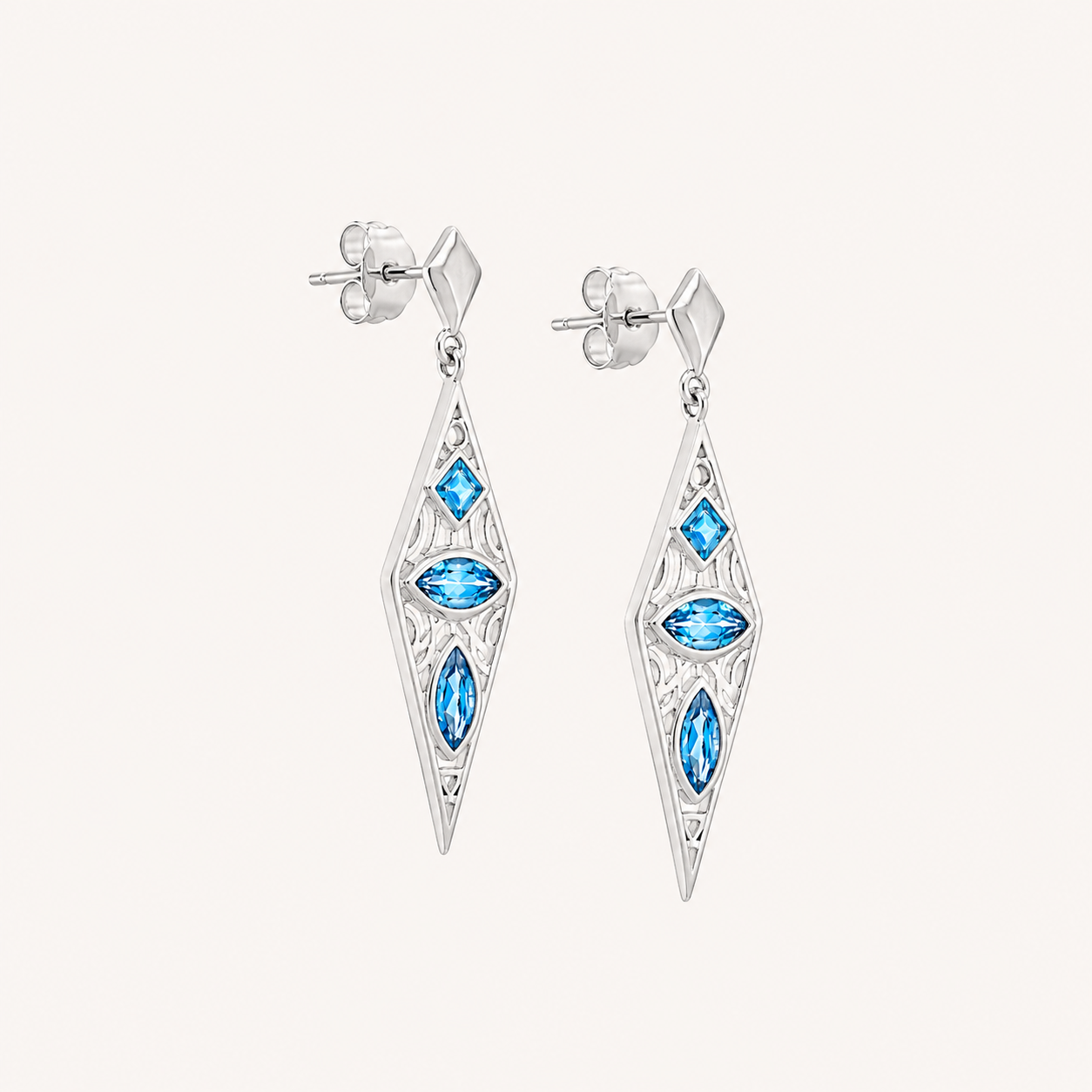 The Swiss Blue Topaz Lance Earrings