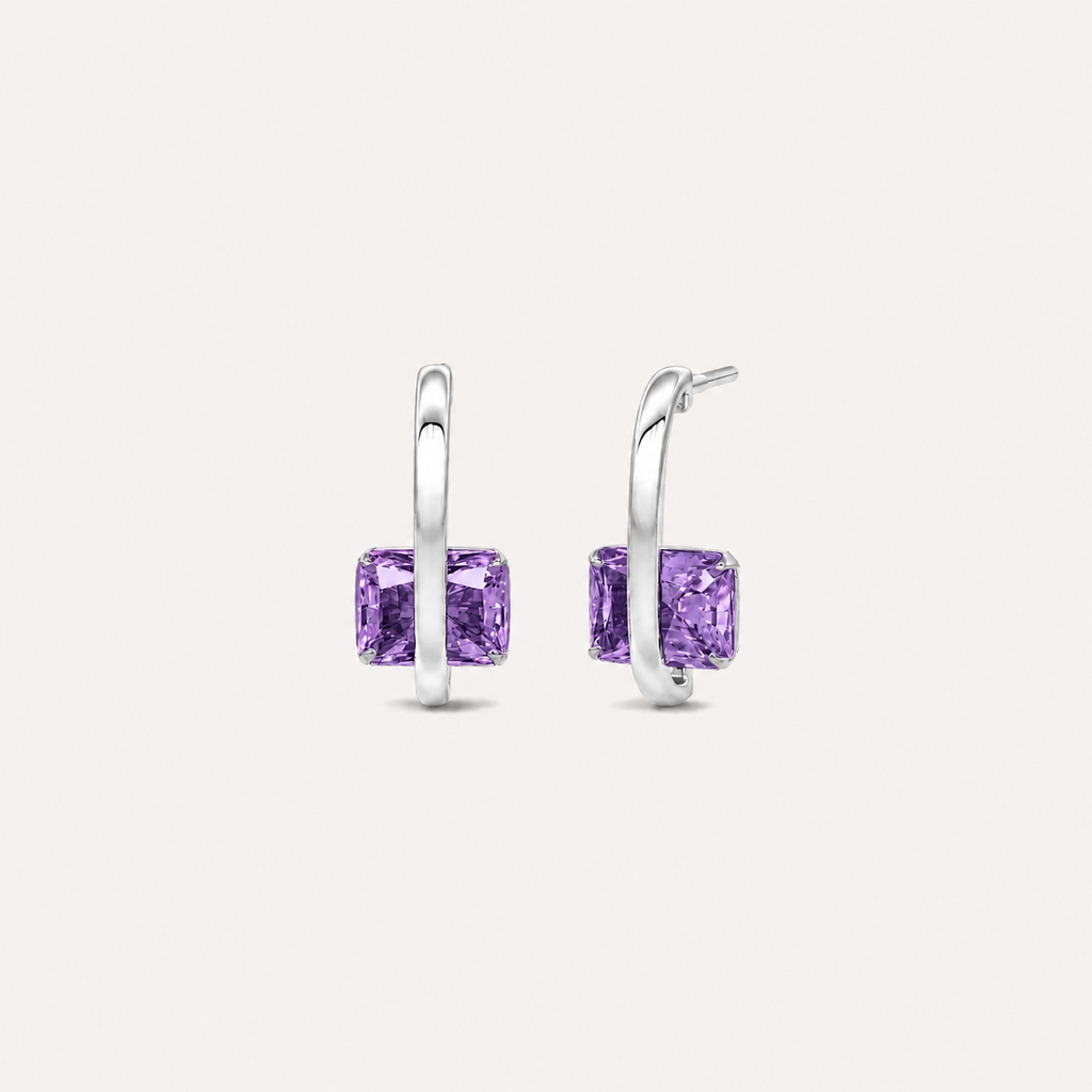 The Amethyst Arc Earrings