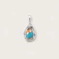 Silver pendant with a turquoise stone on a white background
