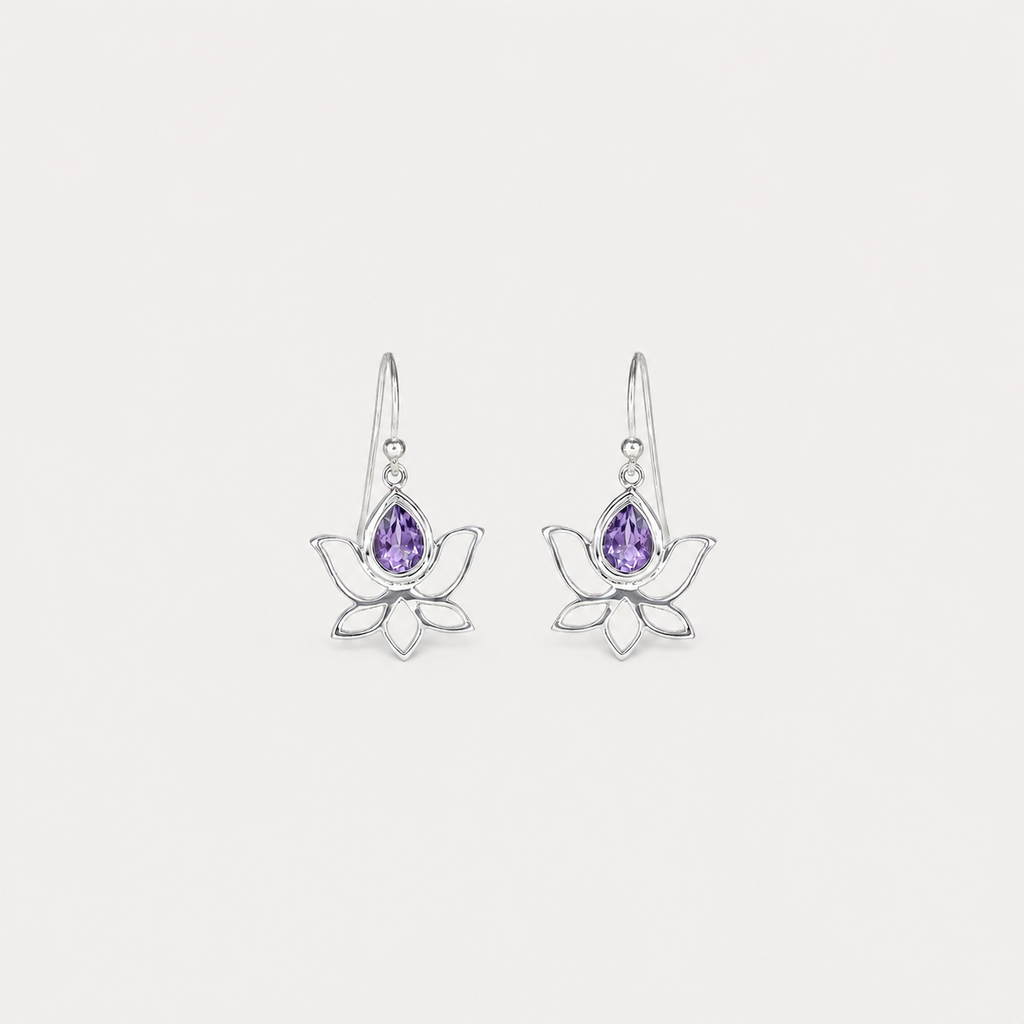 The Amethyst Lotus Earrings