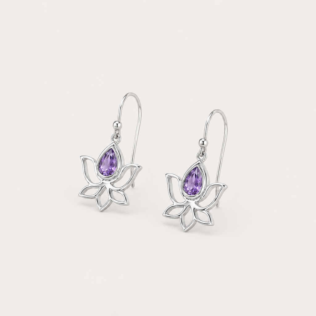 The Amethyst Lotus Earrings