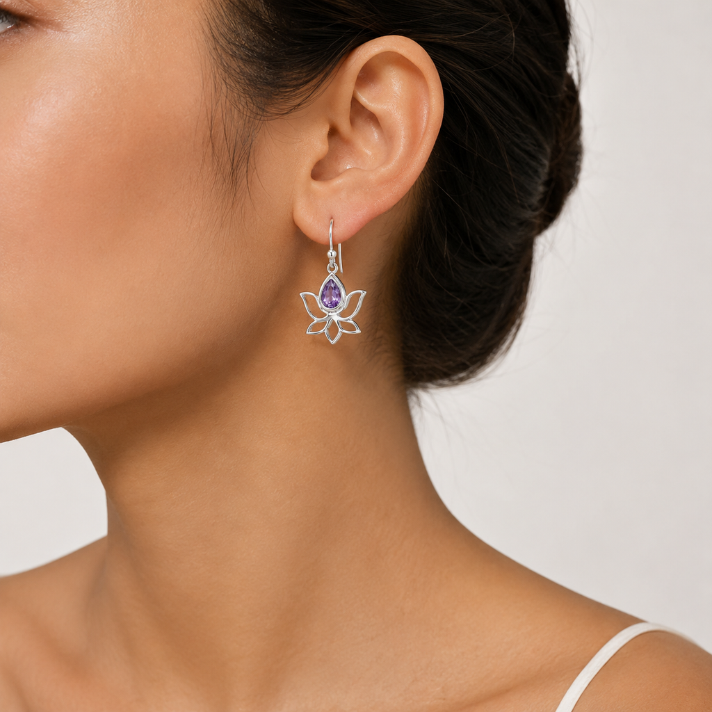The Amethyst Lotus Earrings