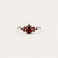 Crimson Teardrop Garnet Cluster Ring